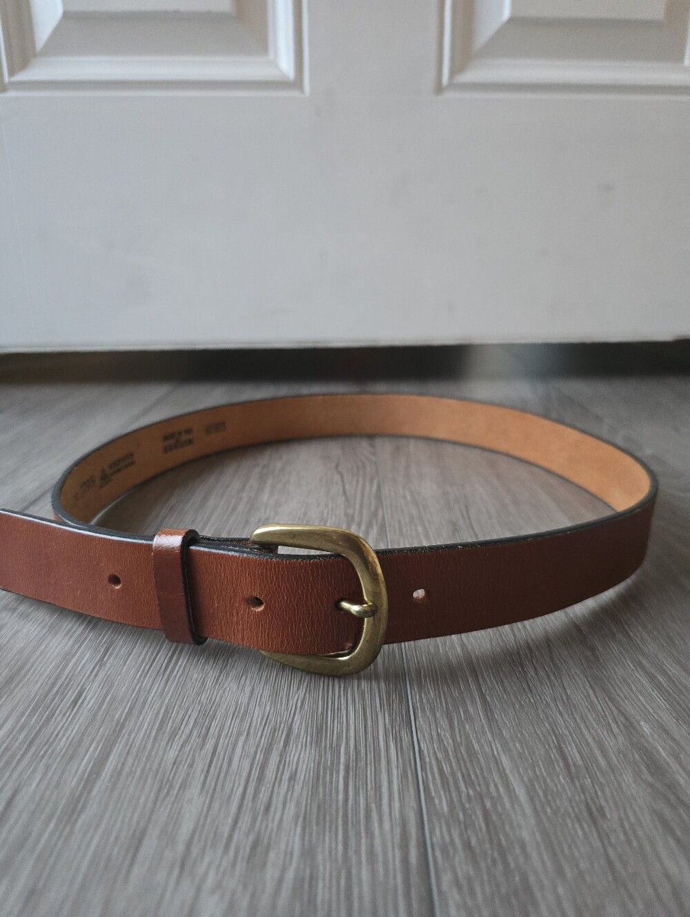Leegin Genuine Leather Belt Cognac Brown Brass Buckle Made in USA Size 34